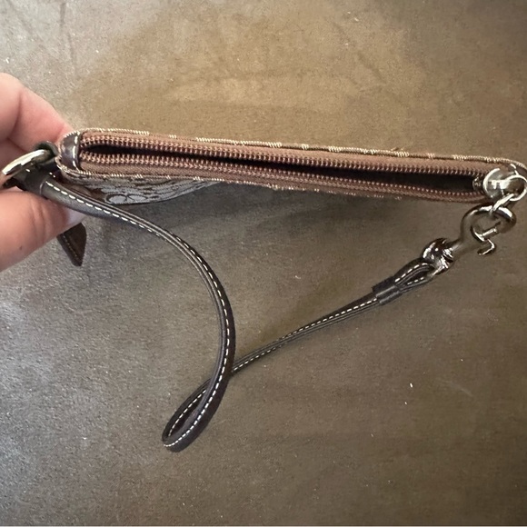 Coach Signature Brown Zipper Wristlet - Picture 6 of 8
